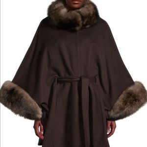 Belle Fare Reversible two tone pure cashmere cape